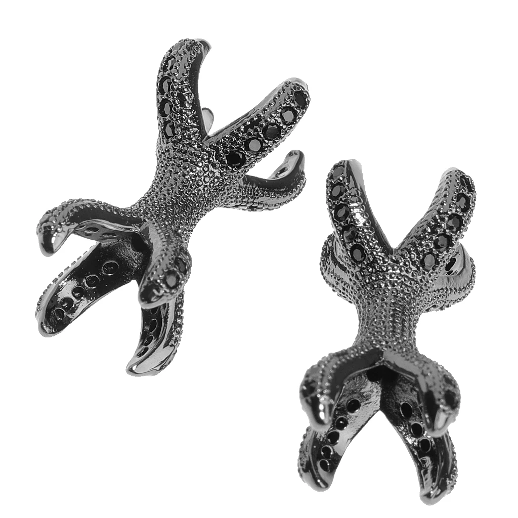2 Pieces Micro Rhinestone Eagle Claw Bracelet Connector Beads Animal 8 Paw Design Punk Mens DIY Jewelry