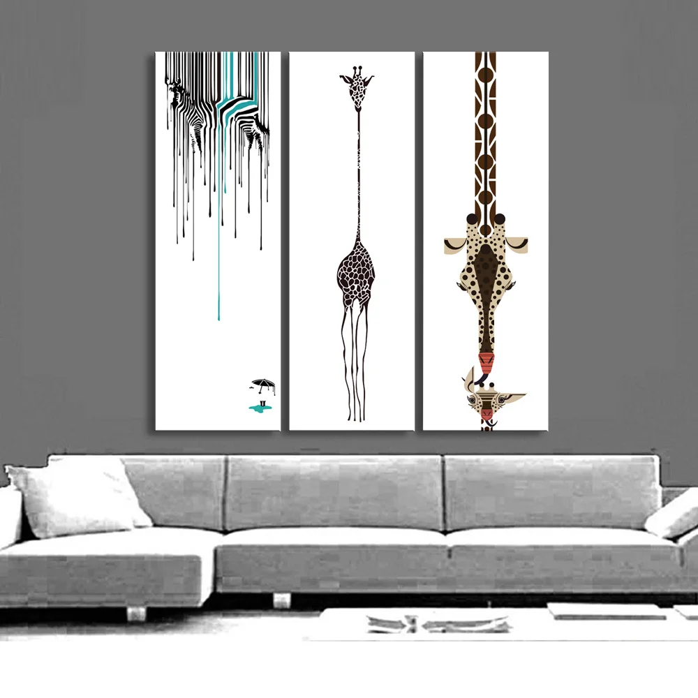 3 pieces high-definition print Giraffe and zebra painting canvas poster and wall art living room picture CJLBM-001 (5)