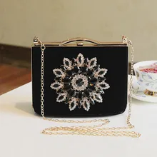 Vintage black/red evening bridal bag banquet Dazzling diamond clutch married bridesmaid evening bag Generous lady Message Bag