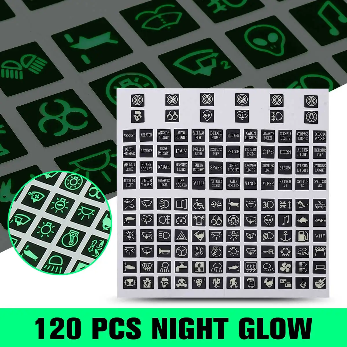 

Luminous Sticker Rocker Switch Label Decal Circuit Panel Sticker For Car Marine Boat Truck Instrument Switches Relays Decor
