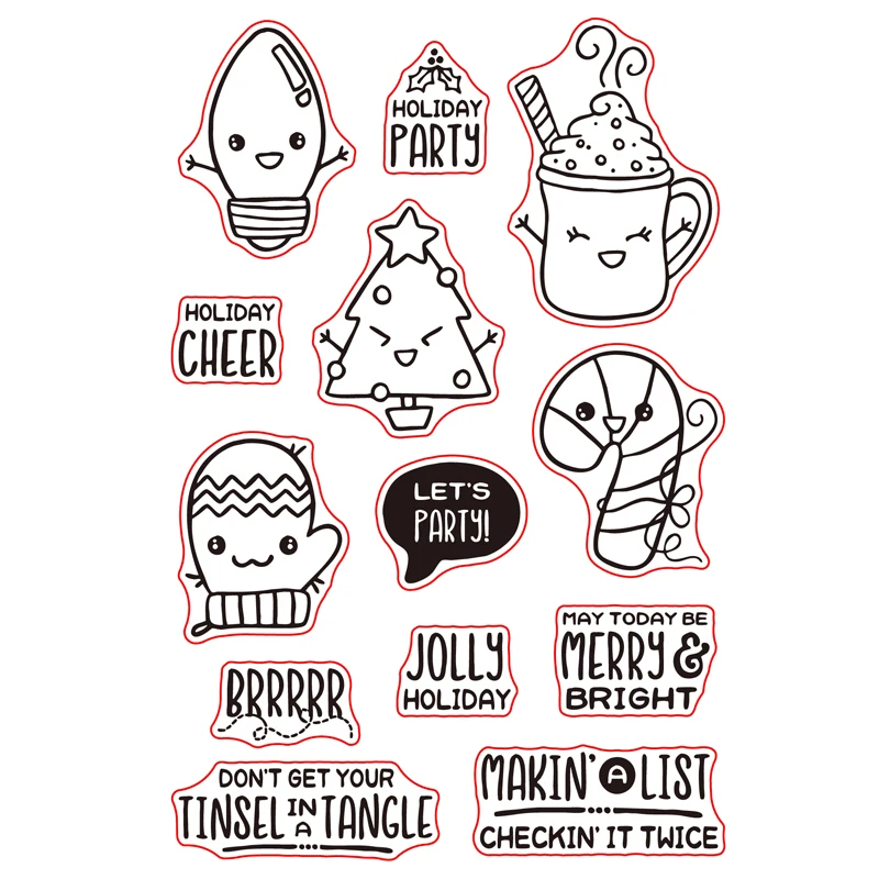 

Cute Jolly Cheer Sets Transparent Clear Silicone Stamp for DIY Scrapbooking/Handcraft Photo Album Card Making Decorative Stamp