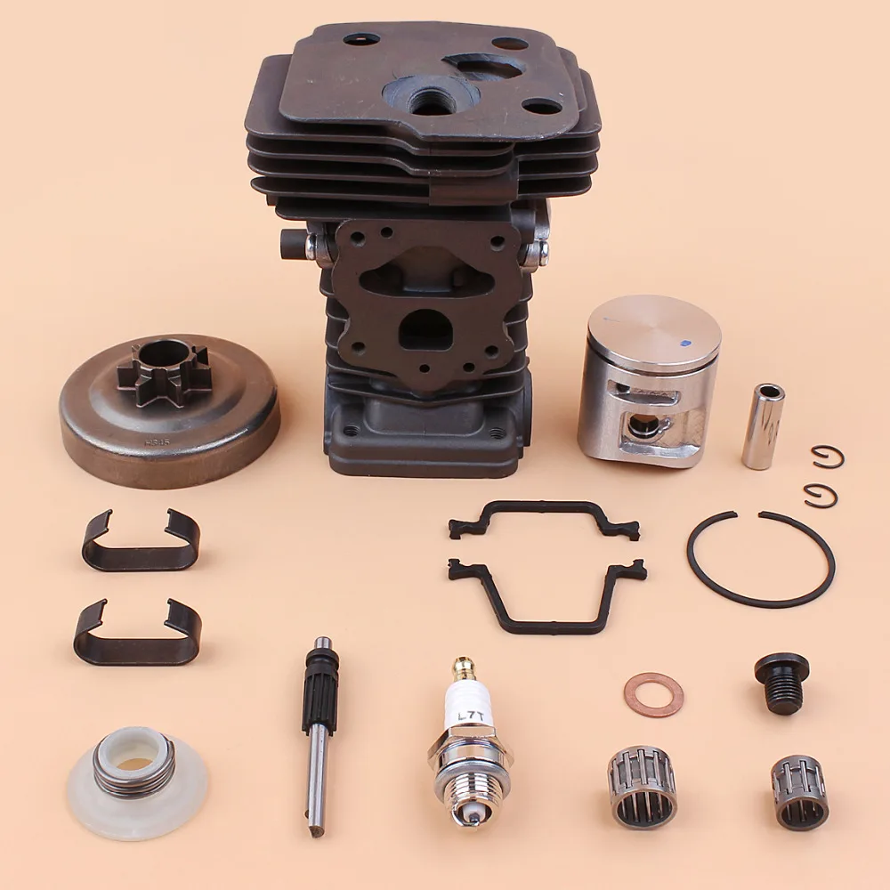 Cylinder Piston Clutch Drum Oil Pump Worm Gear Bearing Kit Fit HUSQVARNA 445 445e Chainsaw Chain Saws Replacement - 42MM