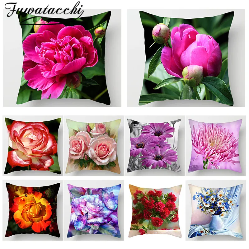 

Fuwatacchi 3D Flower Print Cushion Covers Peony Sunflower Rose Pillow Covers for Home Sofa Chair wedding decoration Pillowcase