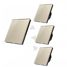 HOT-Eu Standard Crystal Glass Switch 1 Gang 1 Way, Smart Home Light Wall Press Switch White, Press Sensor Led Switch 433Mhz Di