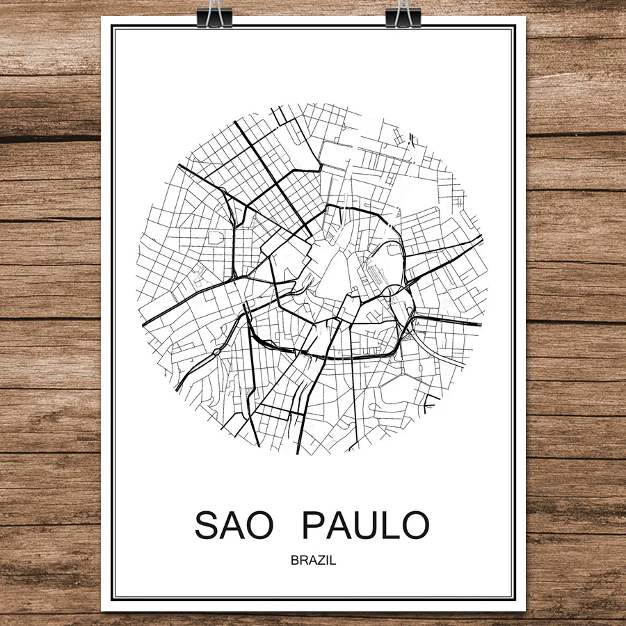 Black /& White World Map Poster Wall chart Deco Art A3 Size
