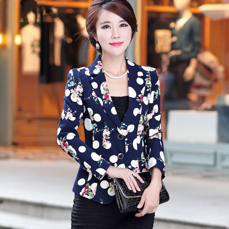 Женский блейзер и куртка с цветочным принтом Базовая большого размера для работы