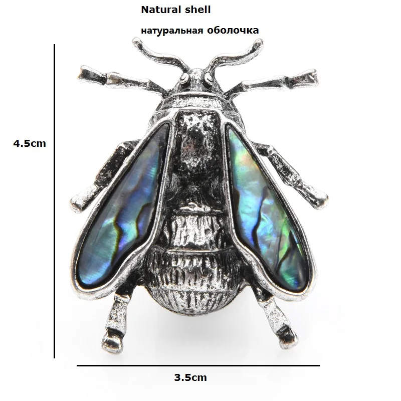 Wuli& baby, Броши из натуральной раковины, Шмель, для женщин и мужчин, сплав, пчела, насекомые, брошь на булавке, подарки