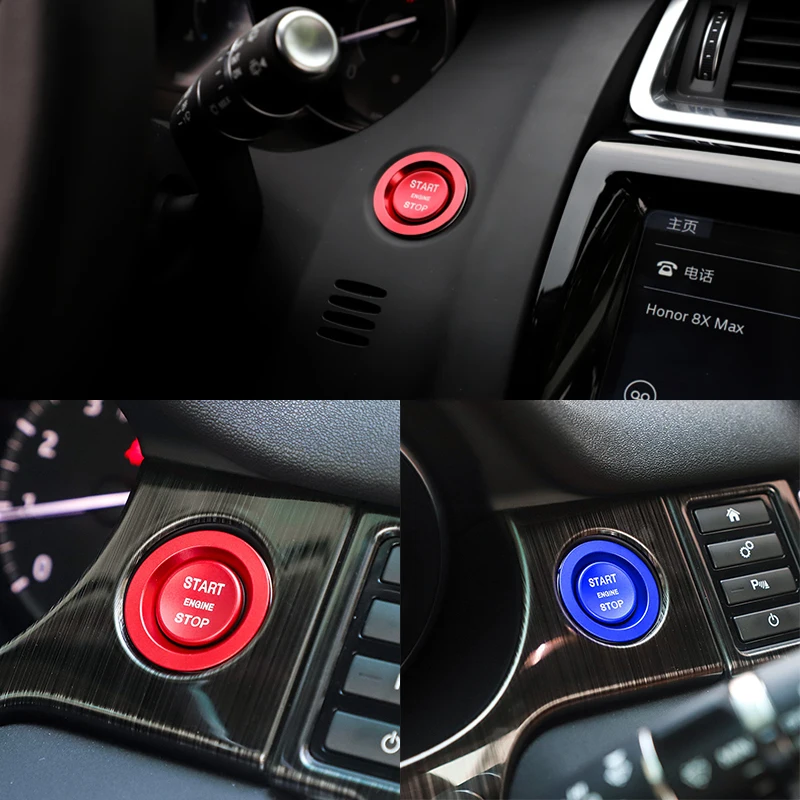 

Car styling accessories Metal Car Engine Start Push Button Cover Trim cover decorative stickers For Jaguar E-PACE 2018-2019