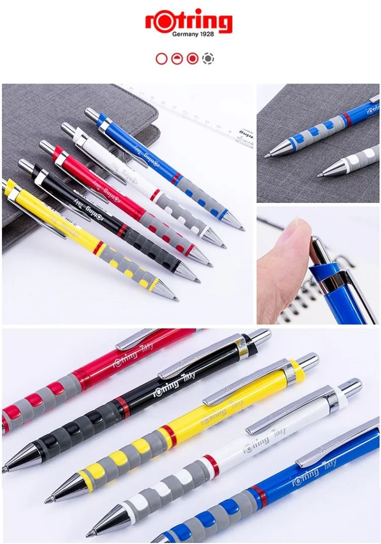 Шариковые ручки Rotring Tikky, синие чернила, M, ручка, школьные и офисные канцелярские принадлежности, 1 штука