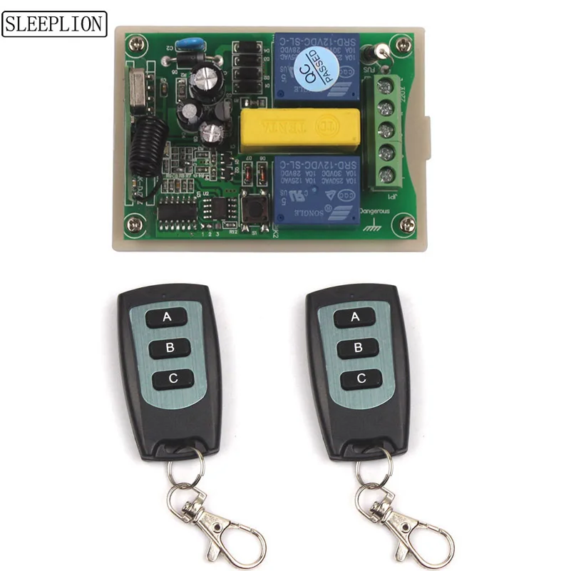 Sleeplion Motor Reversing Garage Door Window AC 110V 220V 2 CH Wireless Remote Control Switch
