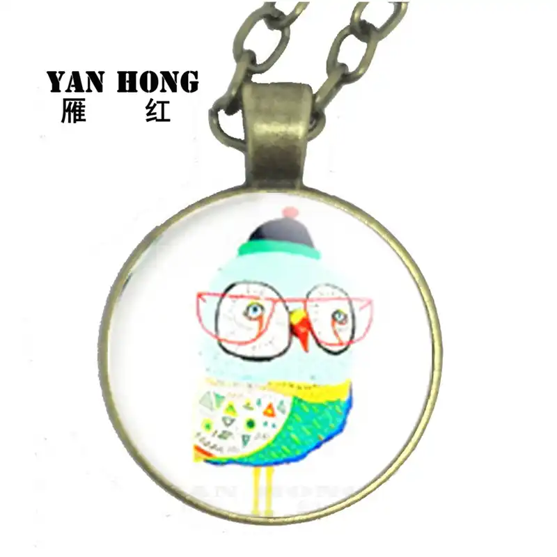 Стекло модное Кристальное ожерелье ручной работы, сова мультфильм дизайн. Сова-символ мудрости и мужества. Это подарок на день рождения