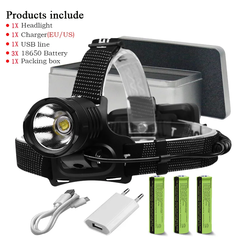 8000lm XHP70.2 most powerful Led headlamp Headlight XHP70 head lamp flashlight torch Lantern 8000mah 18650 battery XHP50 - Испускаемый цвет: DHT311B1-BOX