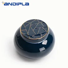 Винтаж японский Стиль Ji синяя глазурь золотая линия контейнеры для чая фарфоровые чайные наборы Кэдди специи банку канистра Еда контейнер для хранения