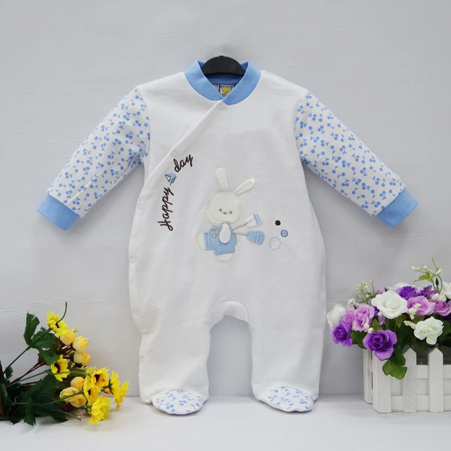 Little Q pure cotton newborn spring autumn clothes one piece footies baby boy infant underwear baby clothes