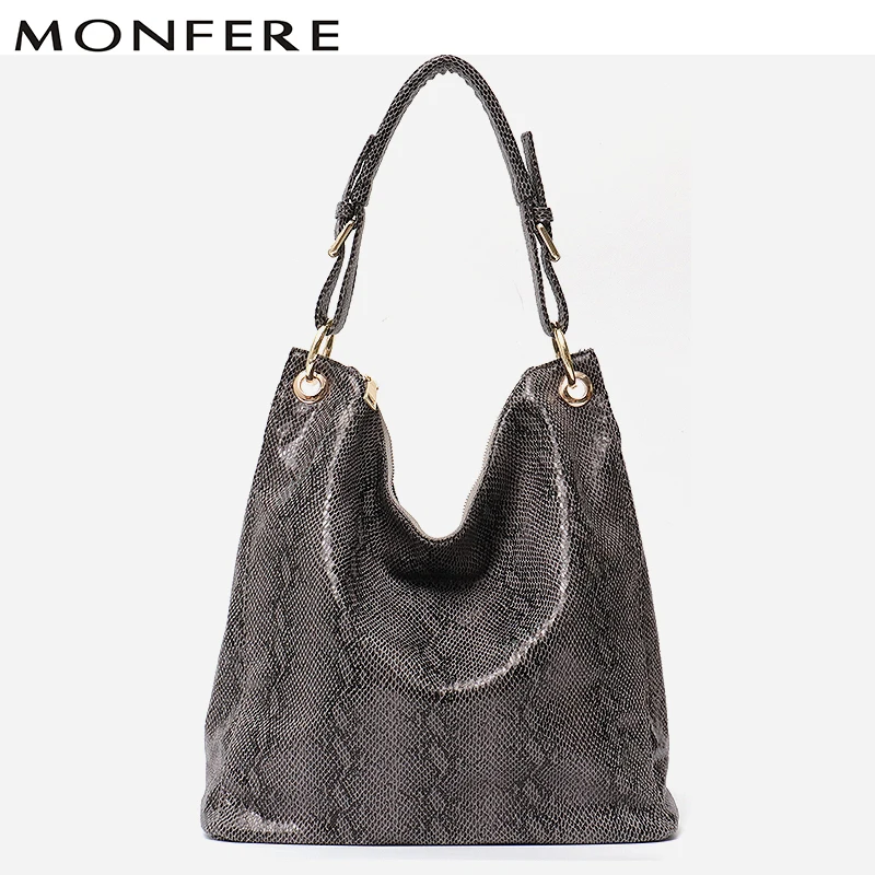 

MONFERE Women Hobos Messenger Bags Leather Fashion Handbags Female Designer Bag Vintage Big Size Tote Shoulder Bag High Quality