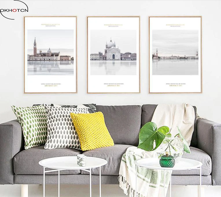 Nordic Minimalist Famous Architectural Decoration HD Prints Unframed Paintings Living Room Wall Art Modular Picture | Дом и сад