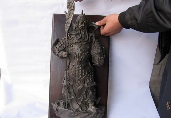

Collectible bronze lion statue S1132 Chinese Folk Pure bronze Carved Dragon Guan gong warrior general Statue B0403