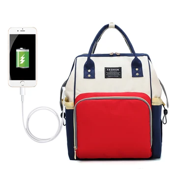 

USB Interface Mummy Diaper Backpack for Mom Girls Large Capacity Travel Bags for Baby Care Quality Nappy Nursing Bag Backpack