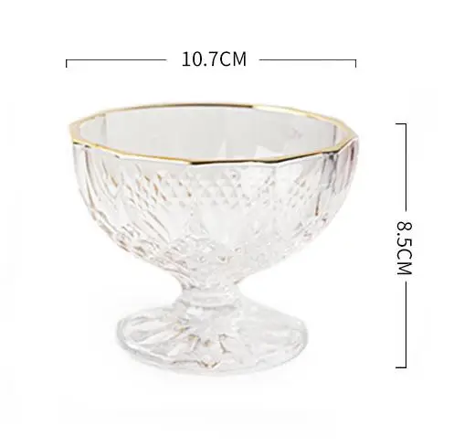 Европейский золотой оправе стеклянная чашка для мороженого молочный коктейль десертная чашка мусс мороженое Кубок - Цвет: A