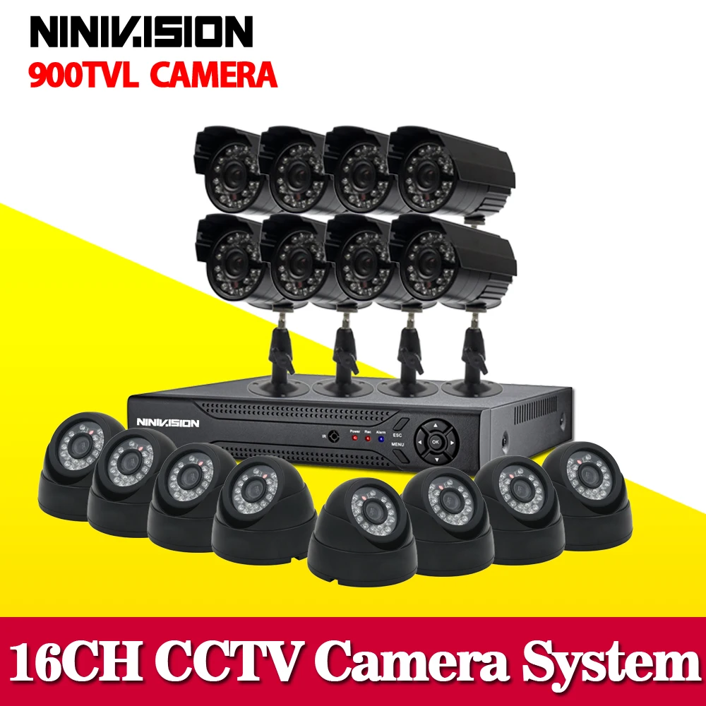 16 Channel 900TVL IR Weatherproof video Surveillance CCTV Camera Kit 16ch wifi DVR Recorder System camera kit  with HDD