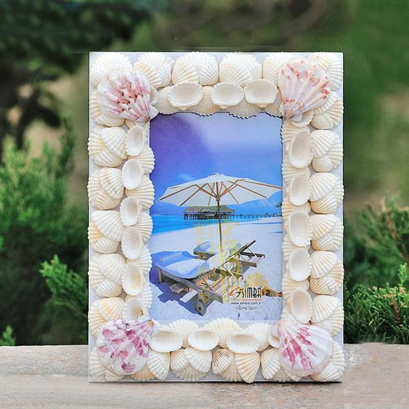 Хлопчатобумажной ткани, украшенные ракушками и рамки для фотографий Высокое качество Искусство украшения для свадьбы подарки YSPF-003