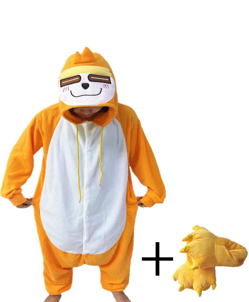 

Hot Sales Orange Sloths Cute Onesie Women Sleepwear Animal Pajamas Whole Unisex Cotton Novel Paw Shoes Chinese Market Online