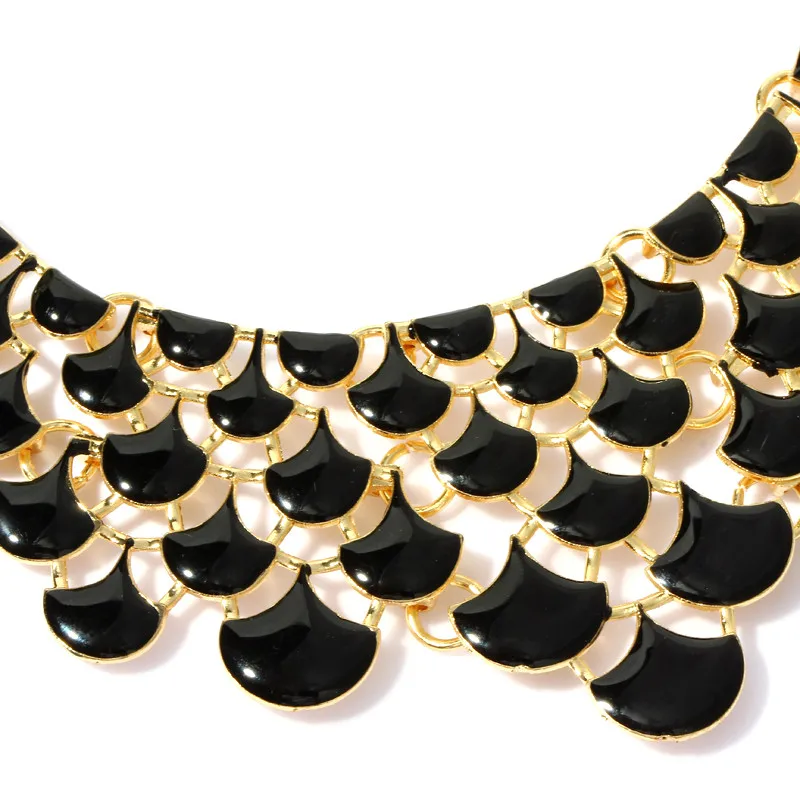 ZOSHI, модное золотое ожерелье с цепочкой, цветные, зеленые, эмалированные, макси воротник, колье, ожерелье для женщин, ювелирные изделия с кисточками