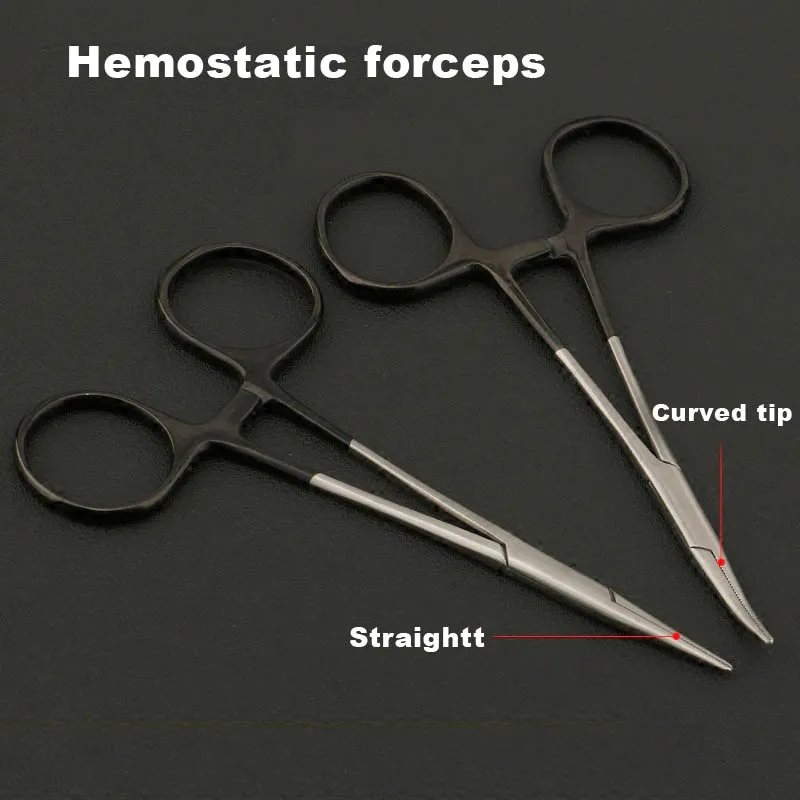 Черная ручка hemostats больница из нержавеющей стали прямой локоть 12,5 см тонкий хирургический инструмент hemostat