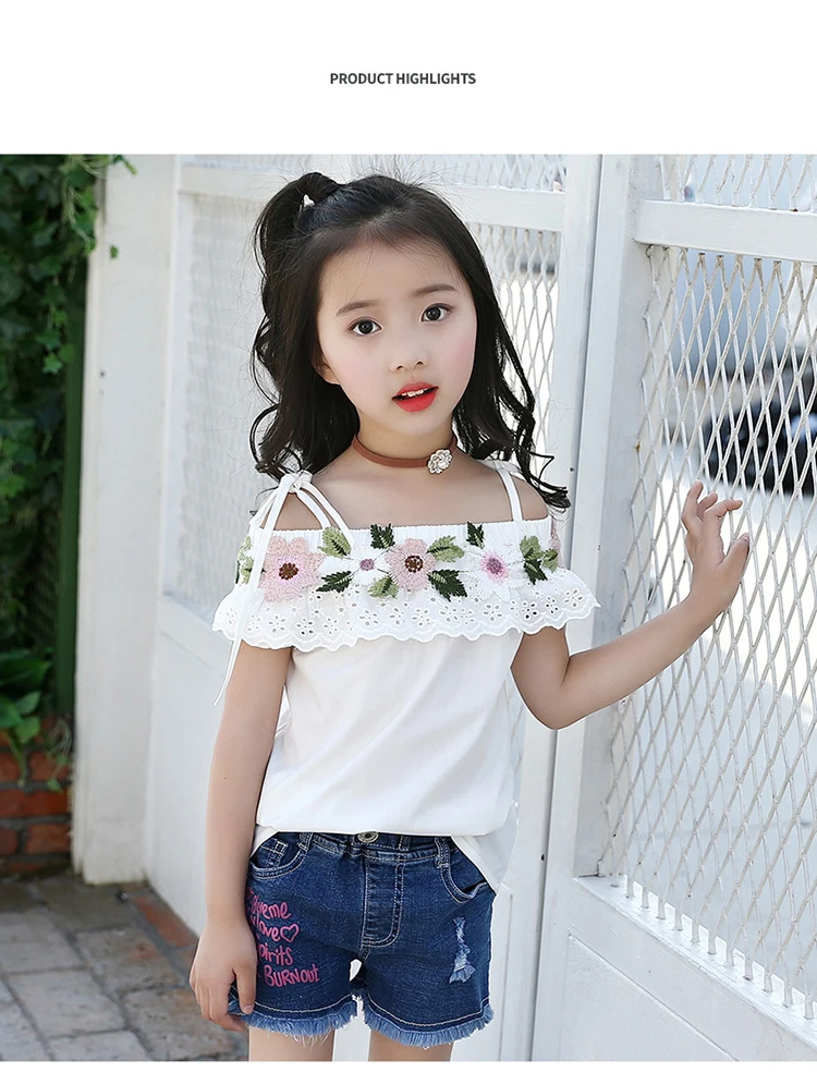 Children's T-shirt Girls Baby Summer Cute style Beautiful girl chiffon Printed loose T-shirt top for angel kids clothes (7)