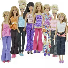 5 Sets Handmade Blouse with Trousers Pants for Barbie Doll Barbie Clothes Xmas Gift