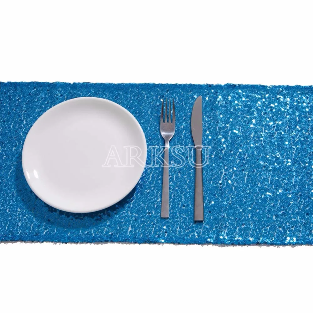Aqua Blue Sequin Table Runner Sparking Glitter DIY for Wedding