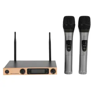 

2 Handheld UHF Frequencies Dynamic 2 Ways Wireless Microphone for Karaoke Sustained for 5 hours Karaoke set Clear sound quality