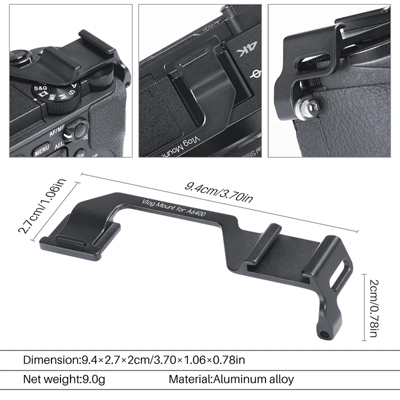 Алюминиевая удлинение микрофона кронштейн для холодного башмака пластина перемещения расширение для sony A6400 A6300 камера Vlog крепление аксессуар