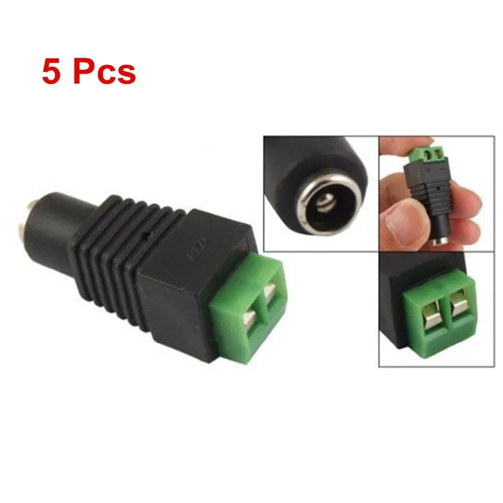 5pcs 5.5 x 2.1mm DC Female to Male Connector Power Adapter Cable Female Plug Jack for SMD5050/3528/5630 LED Strip Light audiocrast hifi audio gold plated star line rca plug connector jack 8mm audio cable plug