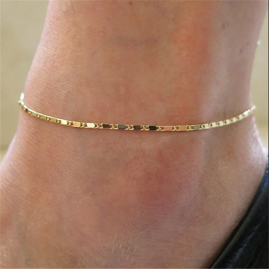 Simple Woman Anklets Casual/Sporty Gold Silver Color Chain Women Ankle Bracelet Jewelry Simple Woman Anklets Casual/Sporty Gold Silver Color Chain Women Ankle Bracelet Jewelry