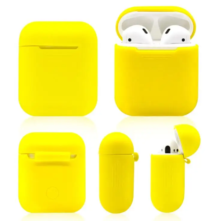 100 шт./лот Мягкая силиконовая оболочка чехол для Apple Airpods зарядный чехол Airpod защитный чехол рукав Чехол ударопрочный чехол fundas - Цвет: Цвет: желтый
