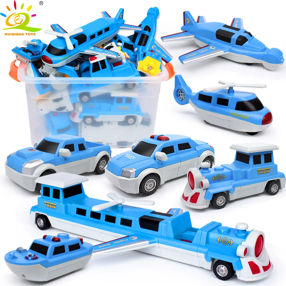 

HUIQIBAO TOYS City Helicopter Vehicles Truck Magnetic Building Blocks Construction Brick Kits Educational Toys For Children game