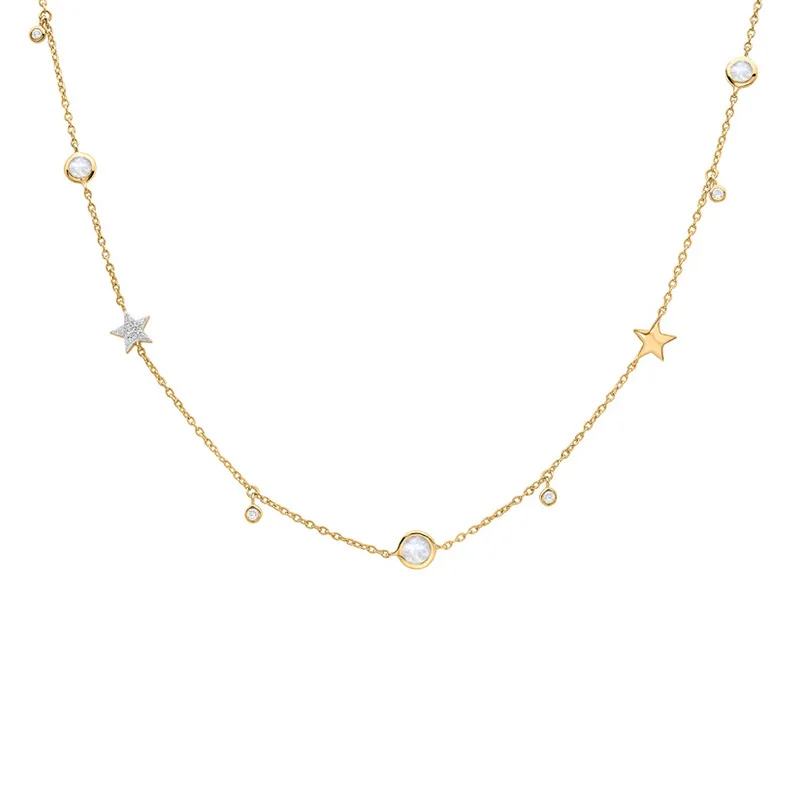 

2019 New Simple CZ Stars Beads 925 Sterling Silver Necklace