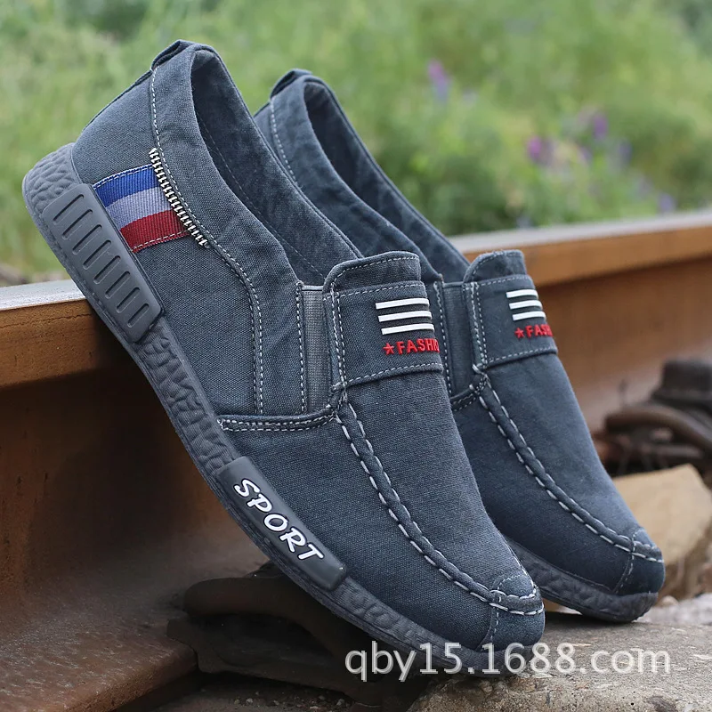 Canvas Men Casual Shoes Black Blue Grey Solid Breathable Lace Up Sneakers Men Spring Summer Autumn Men Shoes