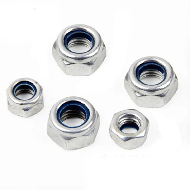 

M2M3M4M5M6M8M10M12 Lock Nut / White Galvanized Self-locking Nut / Nylon Lock Anti-skid Nut