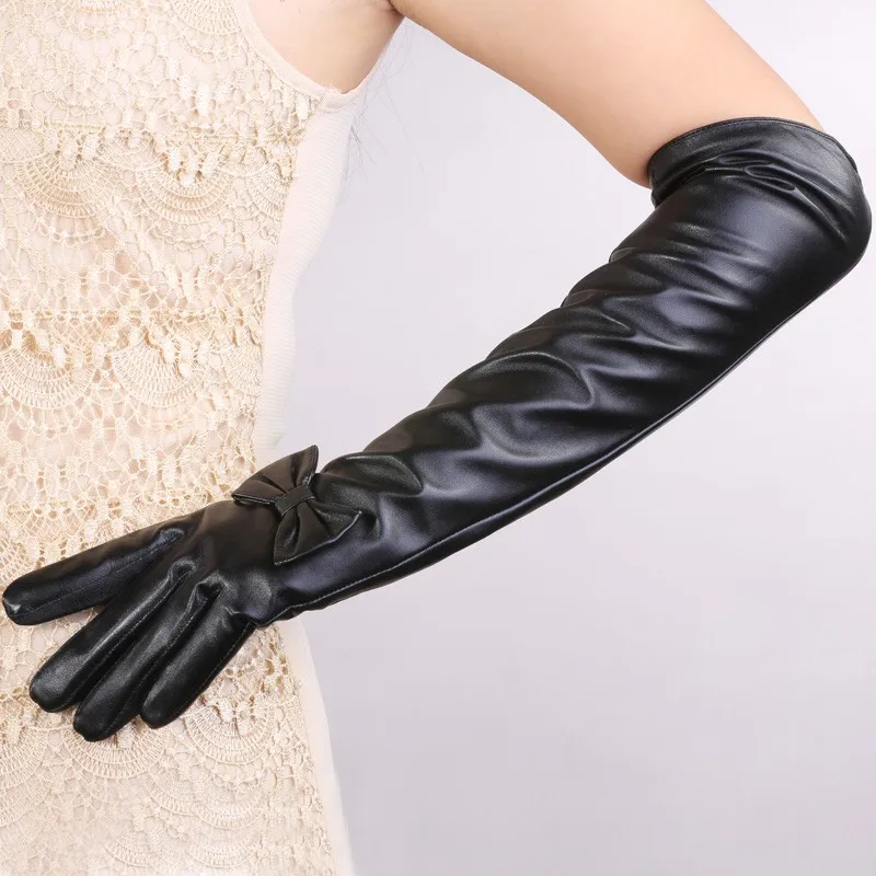 SHOUHOU 2018 женские длинные кожаные перчатки из натуральной овчины кожаные перчатки для девочек партия Показать Рождественский подарок с