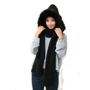 

New Fashion Hair Ball Scarf Female Winter Wild Students English Lattice Tassel Warm Scarf Soft Sister Sweet Cute Hat Gloves