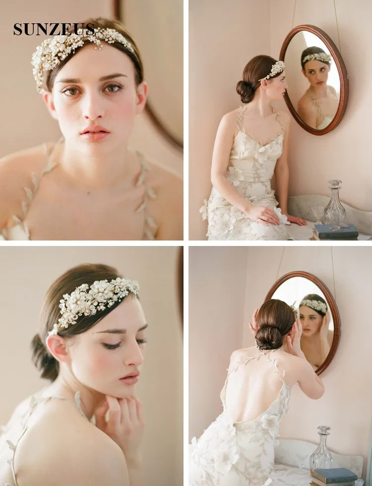 Роскошная Свадебная повязка ручной работы с жемчугом и кристаллами, головные уборы высокого качества, корона для невест, золотые свадебные аксессуары SQ0184
