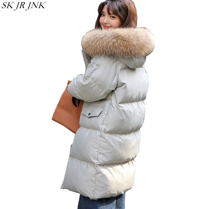 

2017 Winter Women Cotton Coat Ladies Buttons Zipper Parkas Female Warm Jackets Casual Fur Collar Hooded Wadded Outerwear WQ287