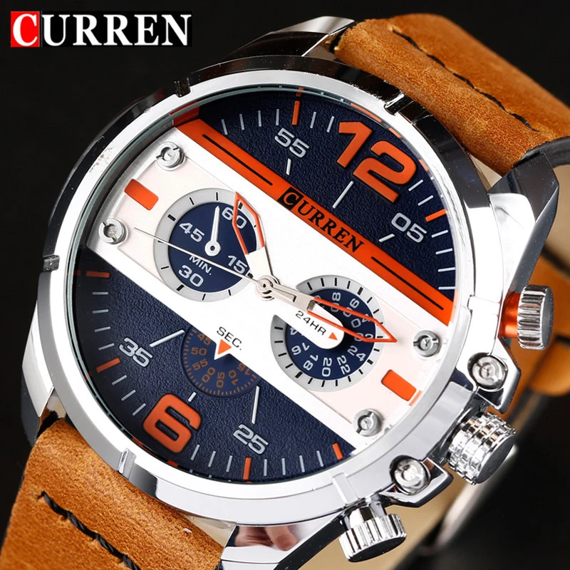 CURREN Мужские часы спортивные 30 м водостойкие модные наручные часы Montre Homme кожаные Relojes Hombre 2018 кварцевые мужские деловые часы