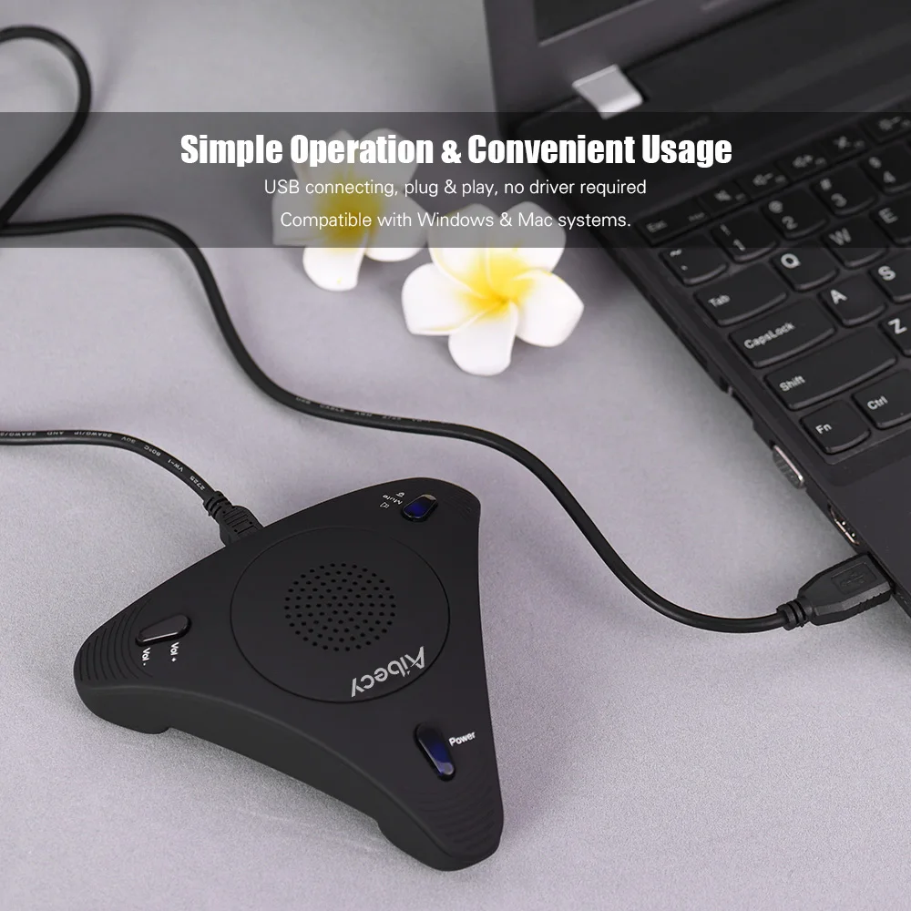 Aibecy usb مؤتمر احادي مكثف ميكروفون ميكروفون الكمبيوتر المكتبي المتكلم التكلم 360D لاقط الصوت مكتب
