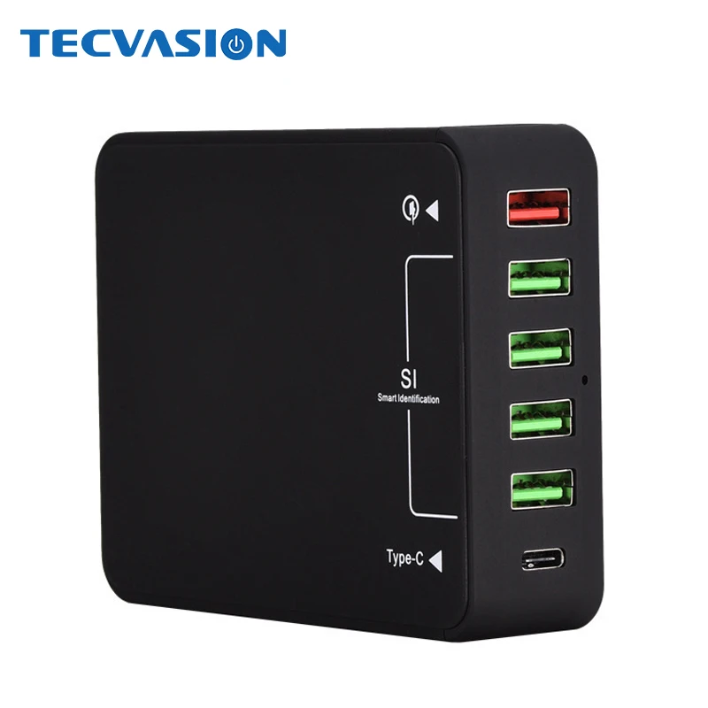 

6 Ports Quick Charge QC 3.0 Fast USB Charger Type C Desk Charger For Xiaomi Huawei for iPad Samsung Galaxy S8 Mobile Phone