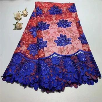 

Charming lady dress cloth French tulle lace embroidery net lace fabric with stones for evening dress ZQN153(5yards/lot)