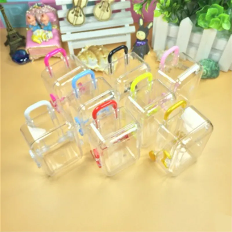 

New Plastic Mini Travel Suitcase Shape Candy Box Favor Tin Box Sundries Organizer Container Wedding Party Decoration 6Colors