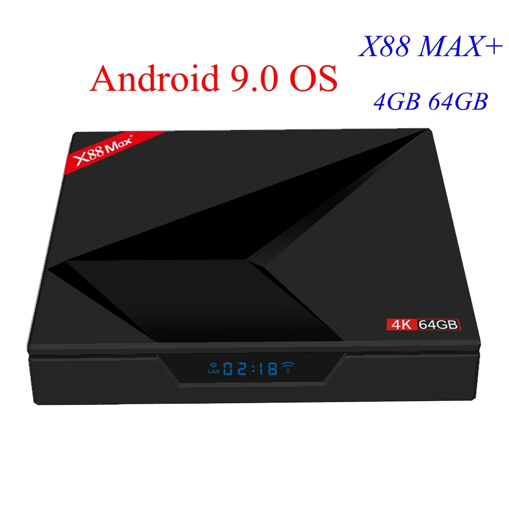 ТВ приставка X88 MAX Plus с Android 9 0 Rockchip RK3318 четырехъядерный процессор 4 ГБ 64 2 ГГц